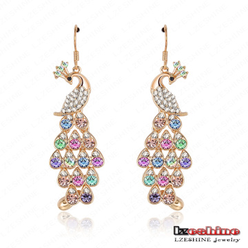 18k Gold Plated Crystal Peacock Women′s Earrings (ER0040-C)